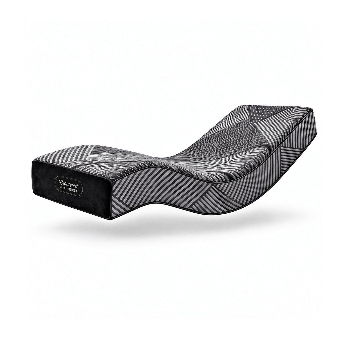 מזרן Black Hybrid נשלף למיטה מתכווננת, במצב מתכוונן עם ראש ורגליים מורמים