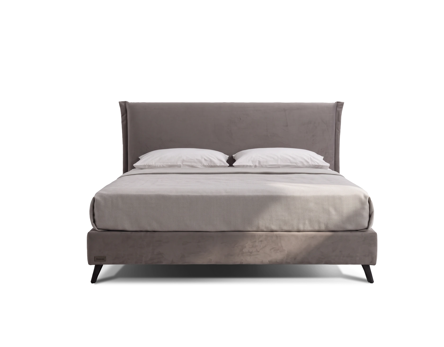 מיטה זוגית Bed 1500 של סימונס עם בסיס מוגבה וגב מיטה מרופד, מבט חזית