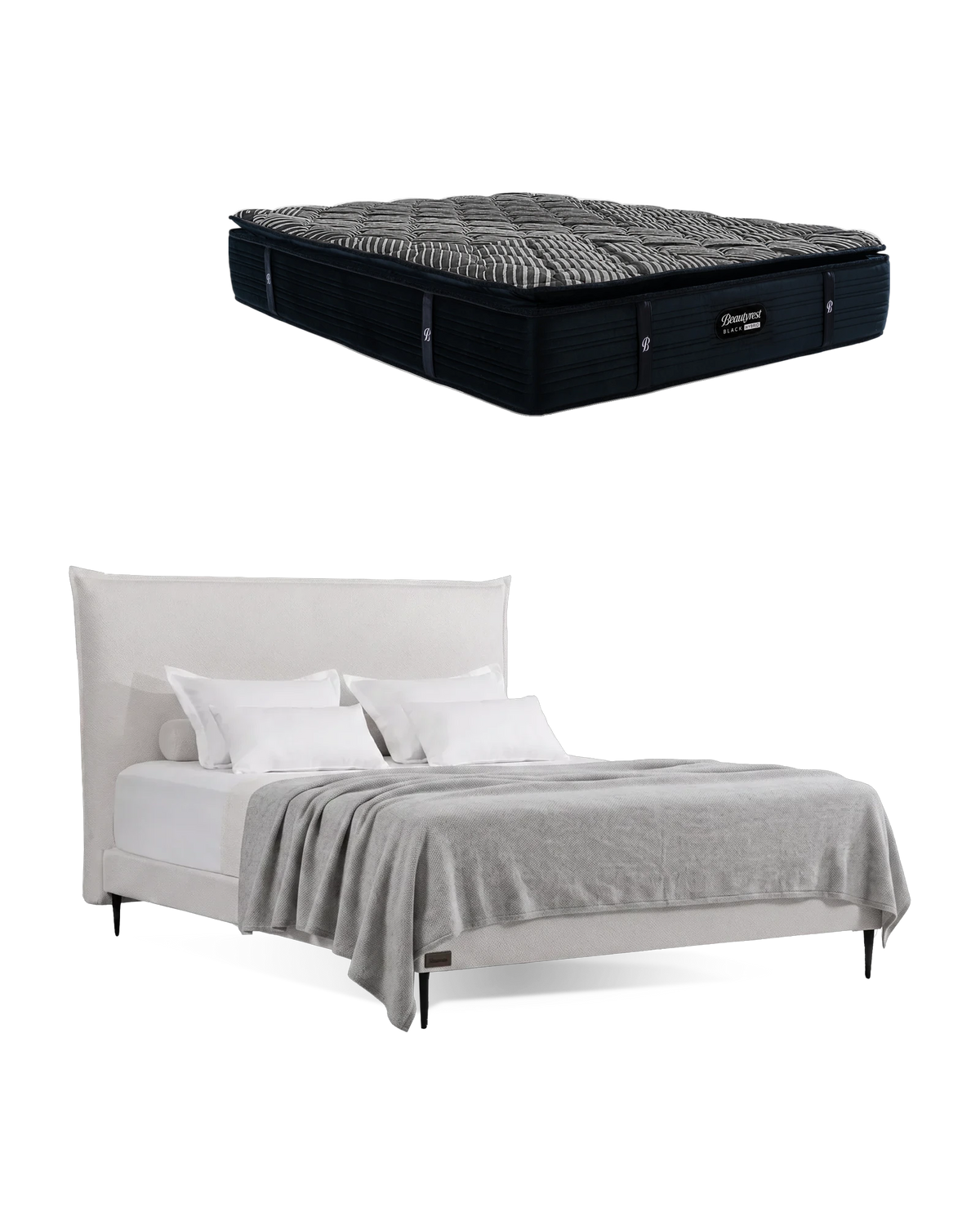 חבילת שינה מיטה זוגית Bed 1500 עם מזרן Black Double 5000, המזרן מוצג מעל מסגרת המיטה