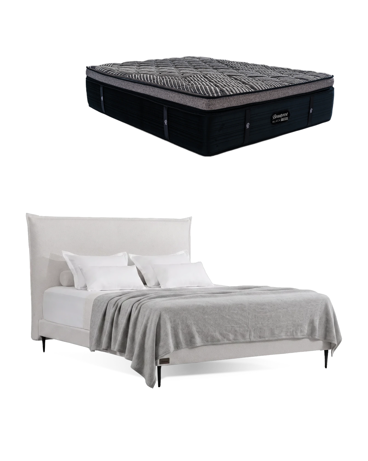 חבילת שינה מיטה זוגית Bed 1500 עם מזרן Black Double 6000, המזרן מוצג מעל מסגרת המיטה