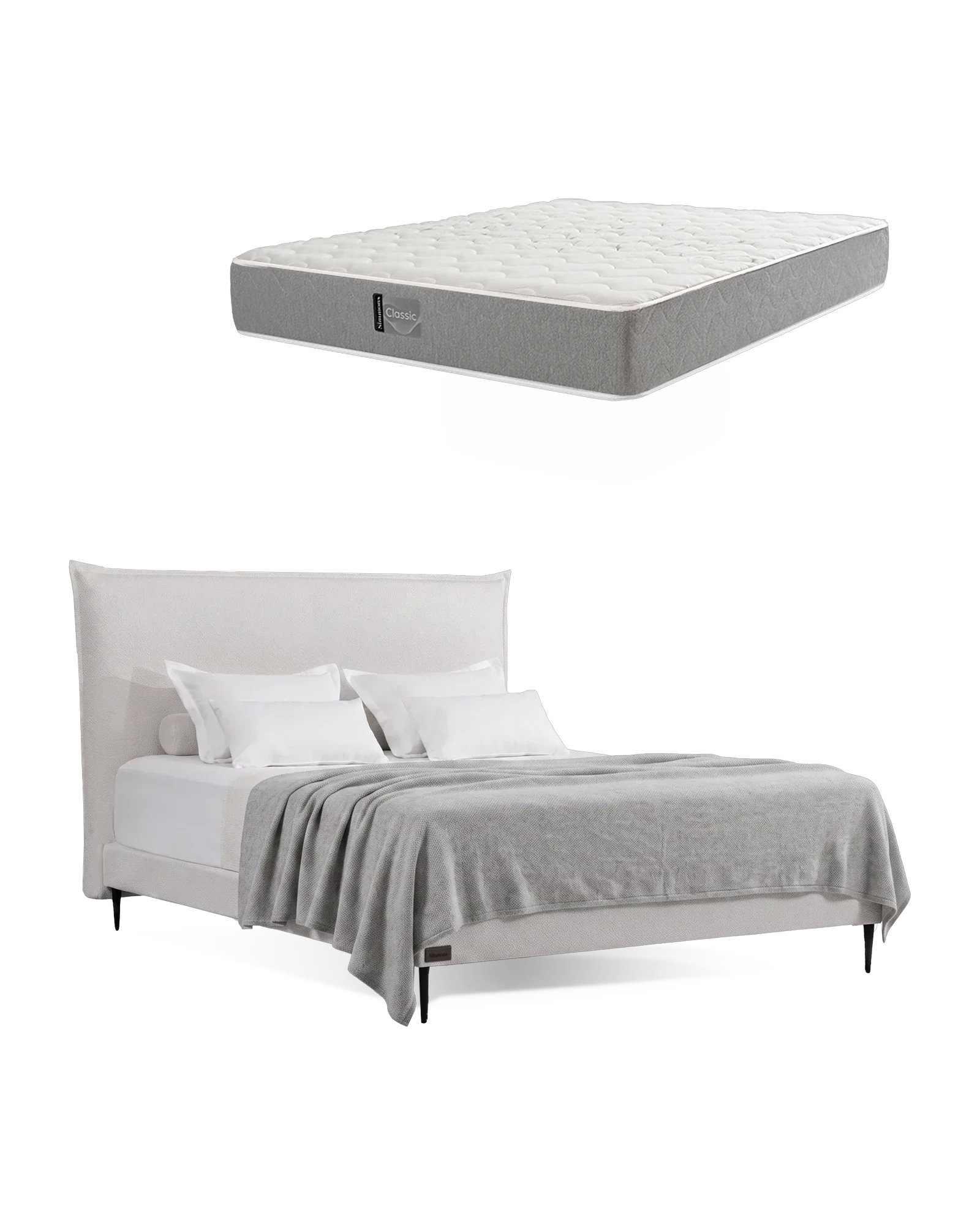 חבילת שינה מיטה זוגית Bed 1000 עם מזרן Classic, המזרן מוצג מעל מסגרת המיטה